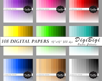 Ombre Digital Paper Bundle: 108 Scrapbooking-Papiere (digitaler Download)