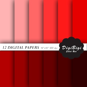 Carta digitale rossa, 12 x 12, Colore rosso solido, Carta rossa solida, Download istantaneo, Carta scrapbooking, Sfondo rosso, Carta marrone