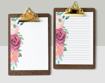 Floral planner paper, Watercolor floral letter paper, Printable planner paper, Scrapbooking floral paper, Floral stationery, Digital paper
