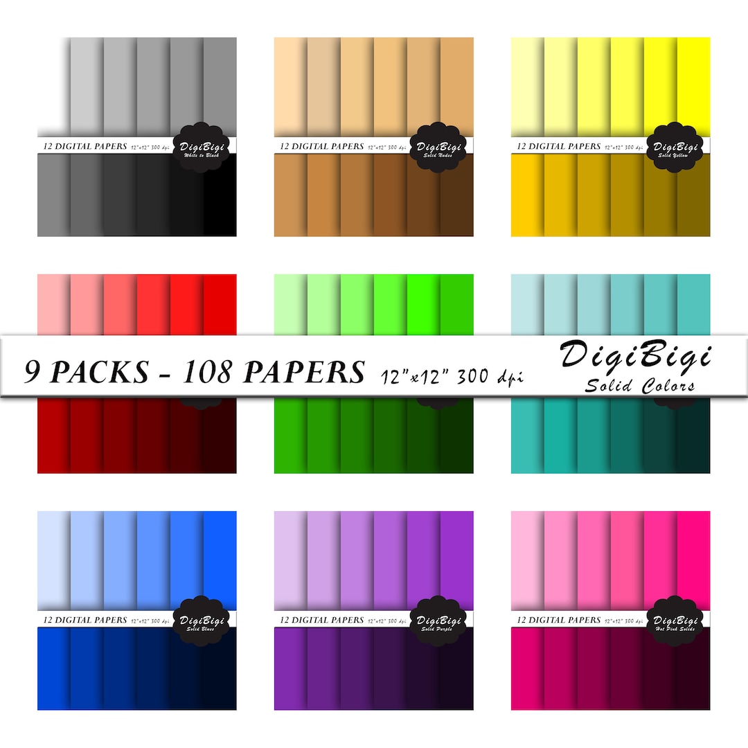 Rainbow Solid Color Digital Paper: Scrapbook Backgrounds (digital ...