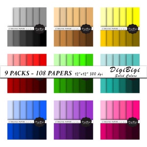 Solid Color Digital Paper Bundle, Rainbow Digital Paper, 12 x 12, Solid Color, Instant Download, Scrapbooking Paper, Background, Paper Pack