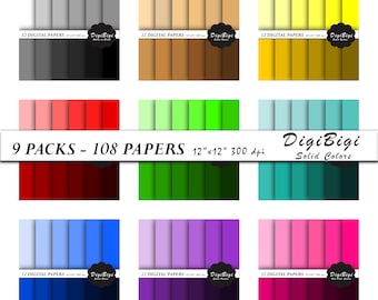 Einfarbige digitales Papier Bundle, Regenbogen Digitalpapier, 12 x 12, einfarbig, Instant Download, Scrapbooking Papier, Hintergrund, Papier Pack