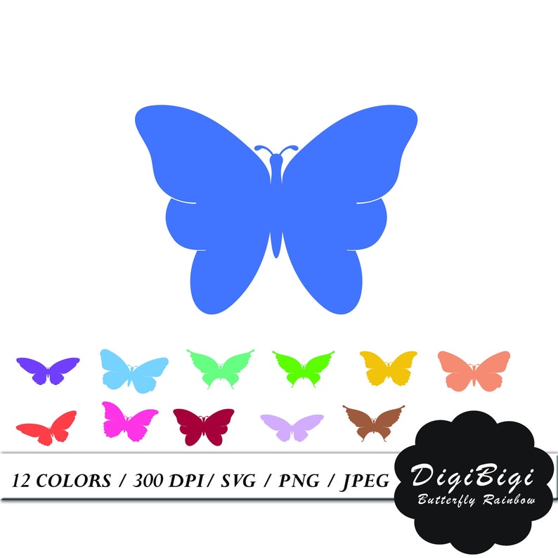 Butterfly Clipart, Printable Butterfly Clipart, Rainbow Butterfly ...
