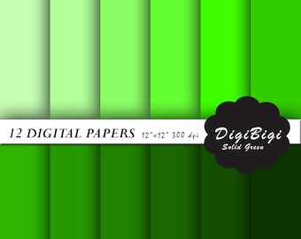 Paquete de papel digital verde: fondos para álbumes de recortes de 30 x 30 cm (descarga instantánea)