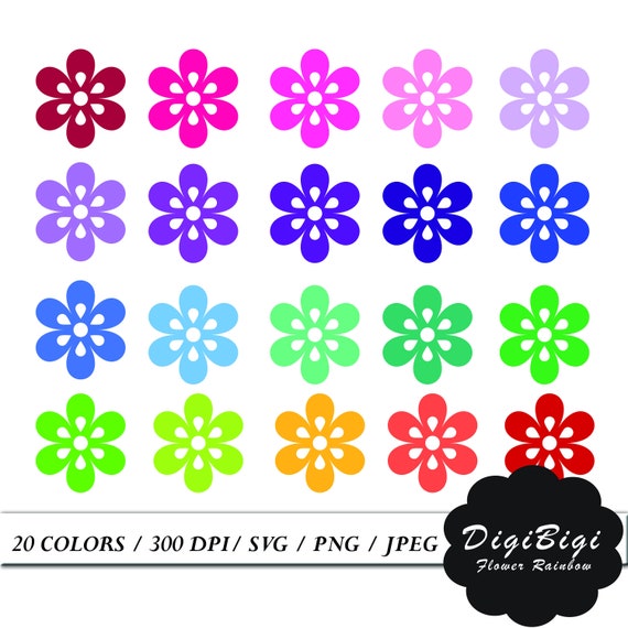 Download Flowers Svg Flowers Clipart Rainbow Flowers Clip Art Flower Etsy