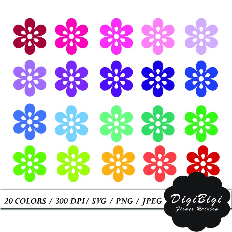 Download Clip Art Teacher Stickers Flower Sticker Flowers Clipart Rainbow Flowers Clip Art Printable Planner Flower Stickers Vector Flowers Flowers Svg Art Collectibles