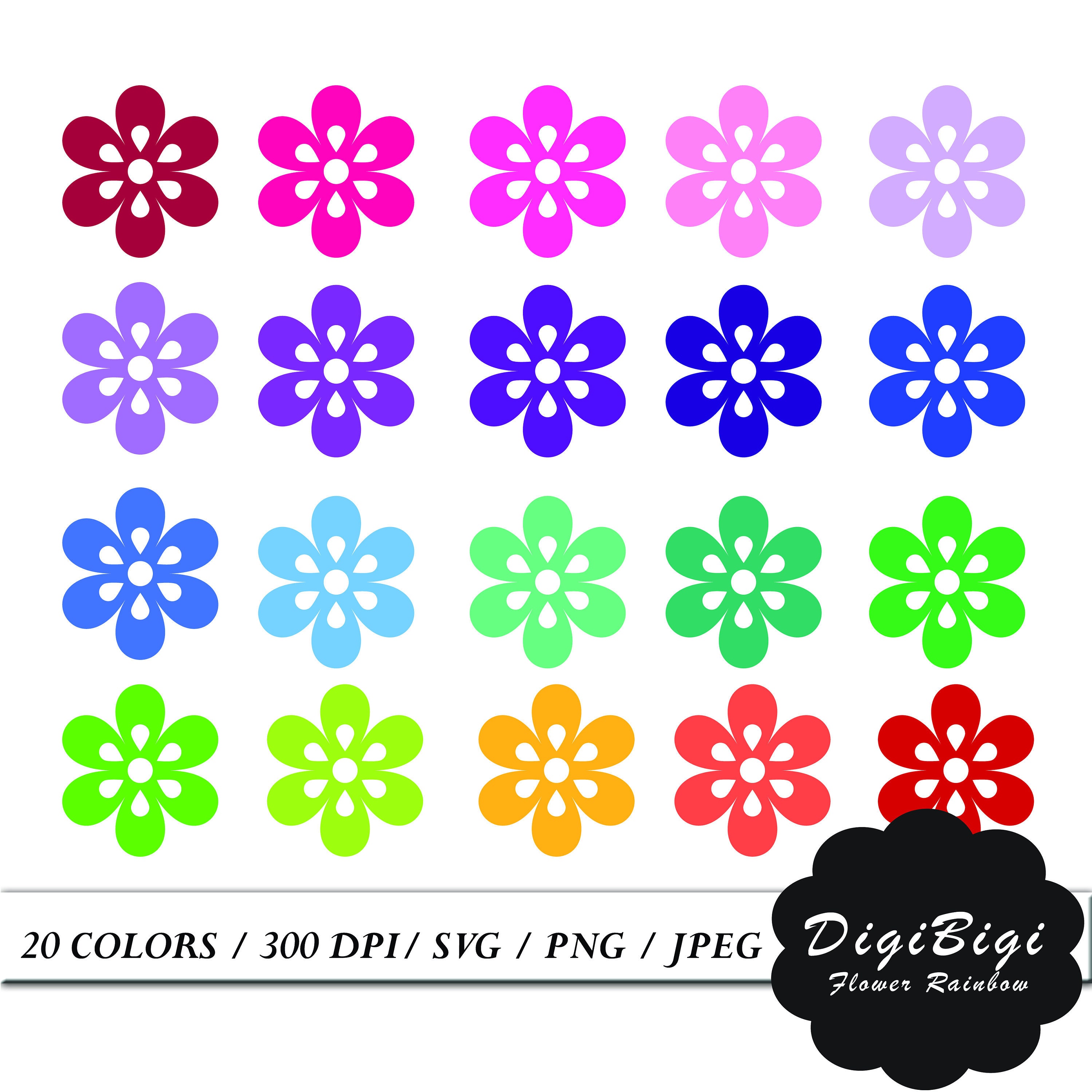 Download Flowers Svg Flowers Clipart Rainbow Flowers Clip Art Flower Etsy