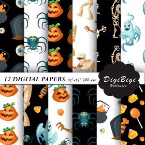 Halloween Digital Paper, Trick or Treat Paper, Halloween Seamless Paper, Printable Halloween Paper, 12 x 12, Halloween Background