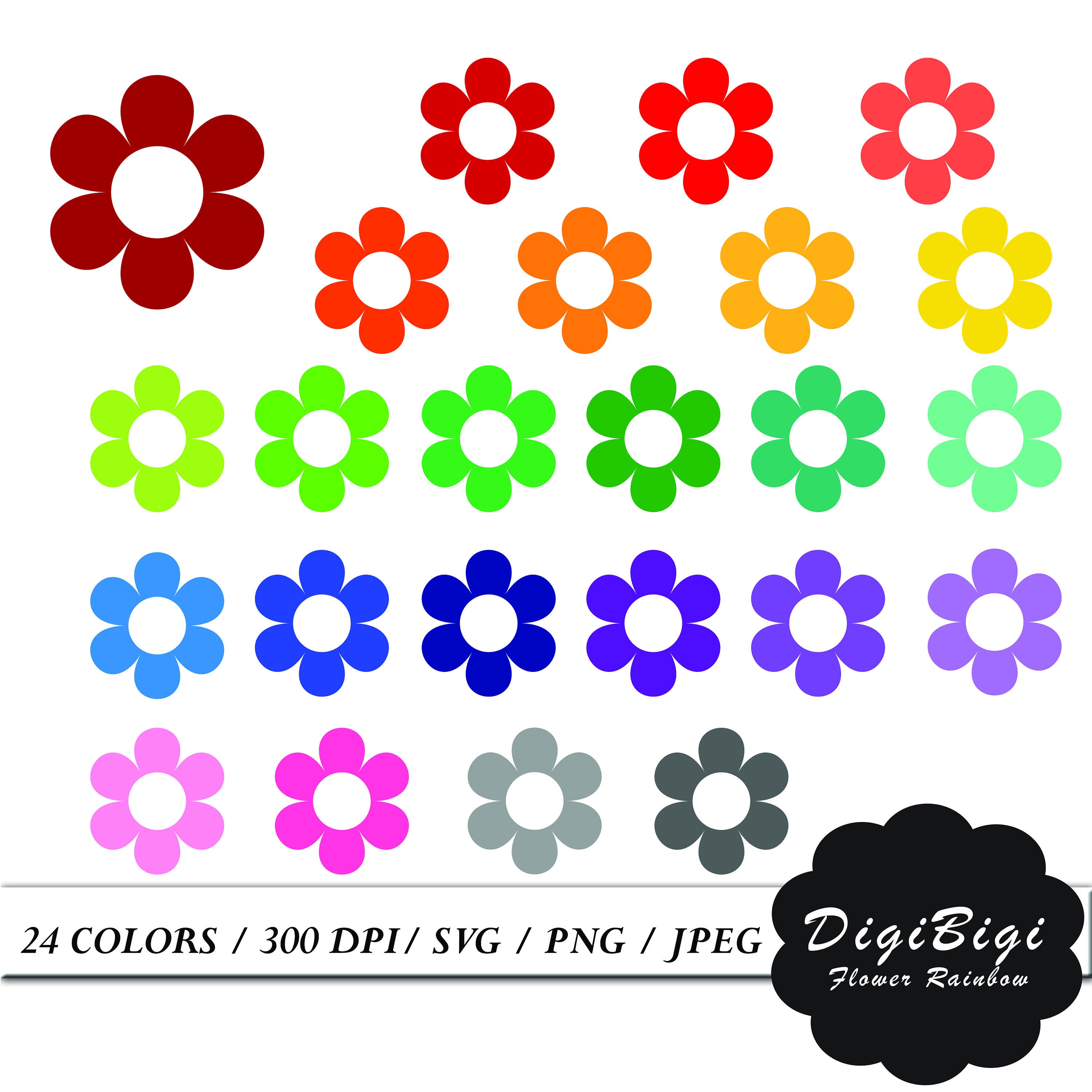 Blumen SVG, Blumen Clipart, Regenbogen Blumen ClipArt, druckbare Sticker, Clipart Set, Blume Vektor, Planer Blume Clipart