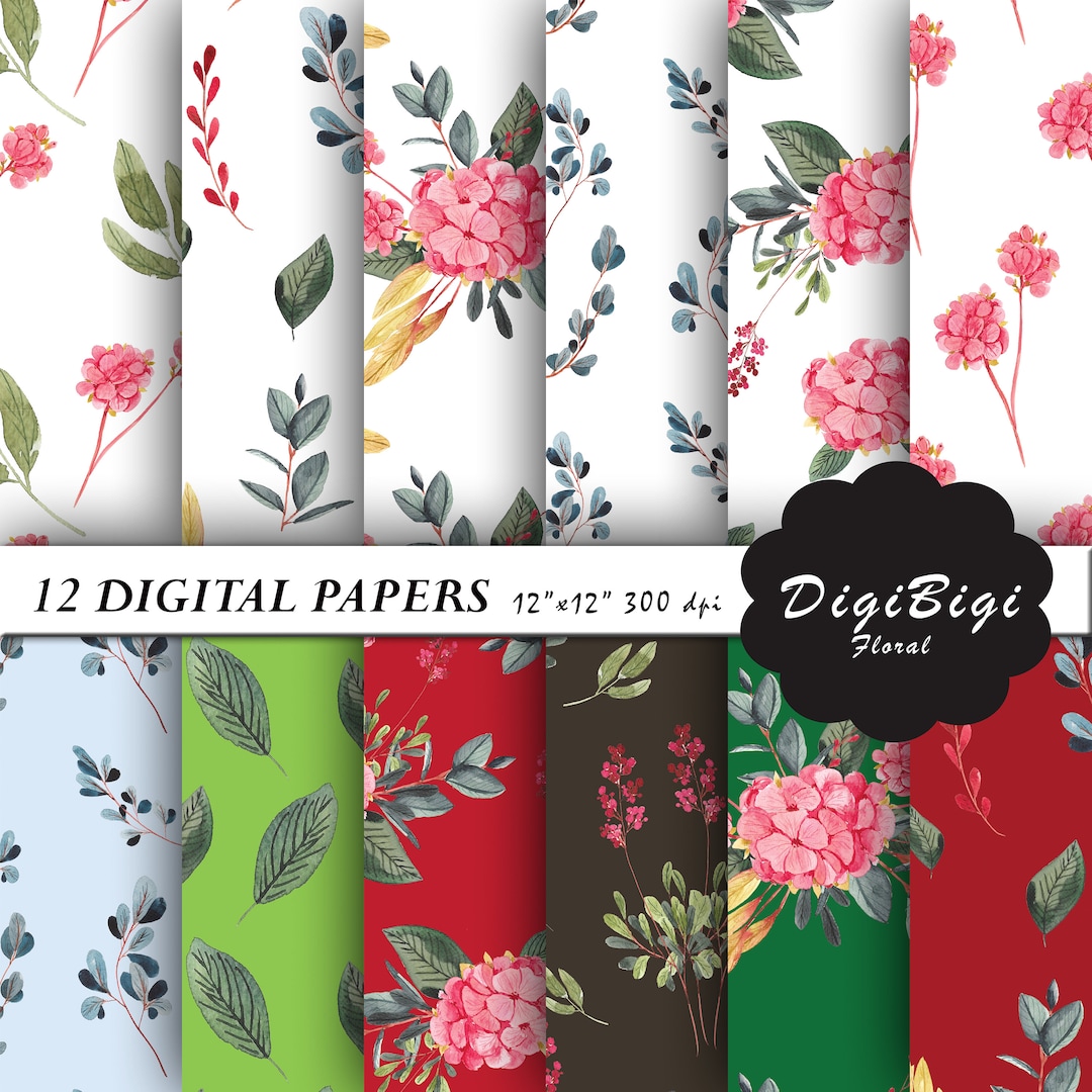 Watercolor Flowers Digital Paper, Floral Digital Paper, Watercolor ...