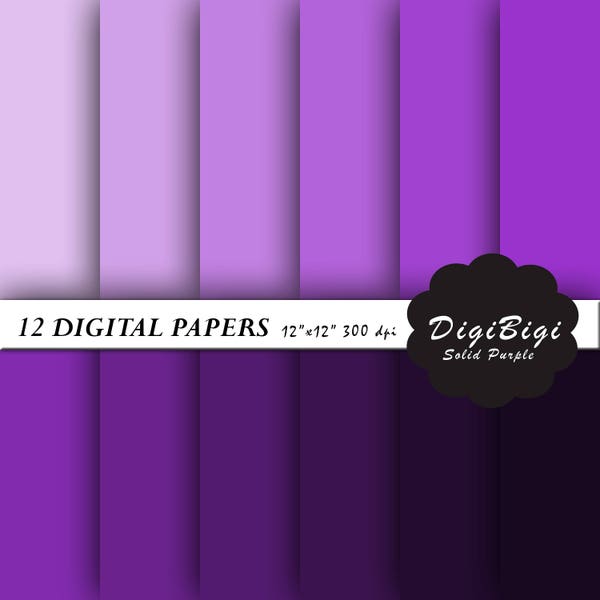 Purple Digital Paper, 12 x 12, Purple Background, Solid Purple Digital Paper, Instant Download, Scrapbooking Paper, Violet Paper Pack