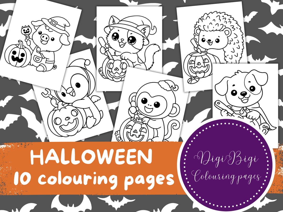 Halloween Coloring Pages Bundle | 10 Cute Spooky Designs for Kids ...