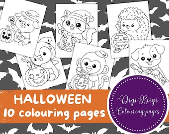 Halloween Coloring Pages Bundle | 10 Cute Spooky Designs for Kids & Adults | Instant Download Printable PDF