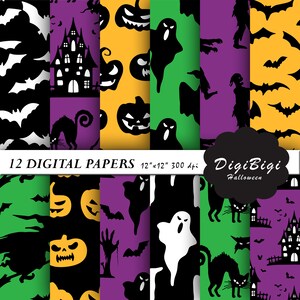 Halloween Digital Paper, Scary Paper, Trick or Treat Paper, Halloween Seamless Paper, Printable Halloween Paper, 12x12, Halloween Background