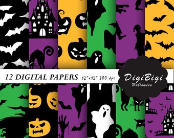 Halloween Digital Paper Pack: Seamless Scary Patterns (Digital Download)