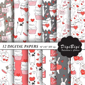 Valentines Digital Paper, Seamless Valentines Digital Paper, Seamless Valentines Background, 12 x 12, Love Digital Paper, Cute Background