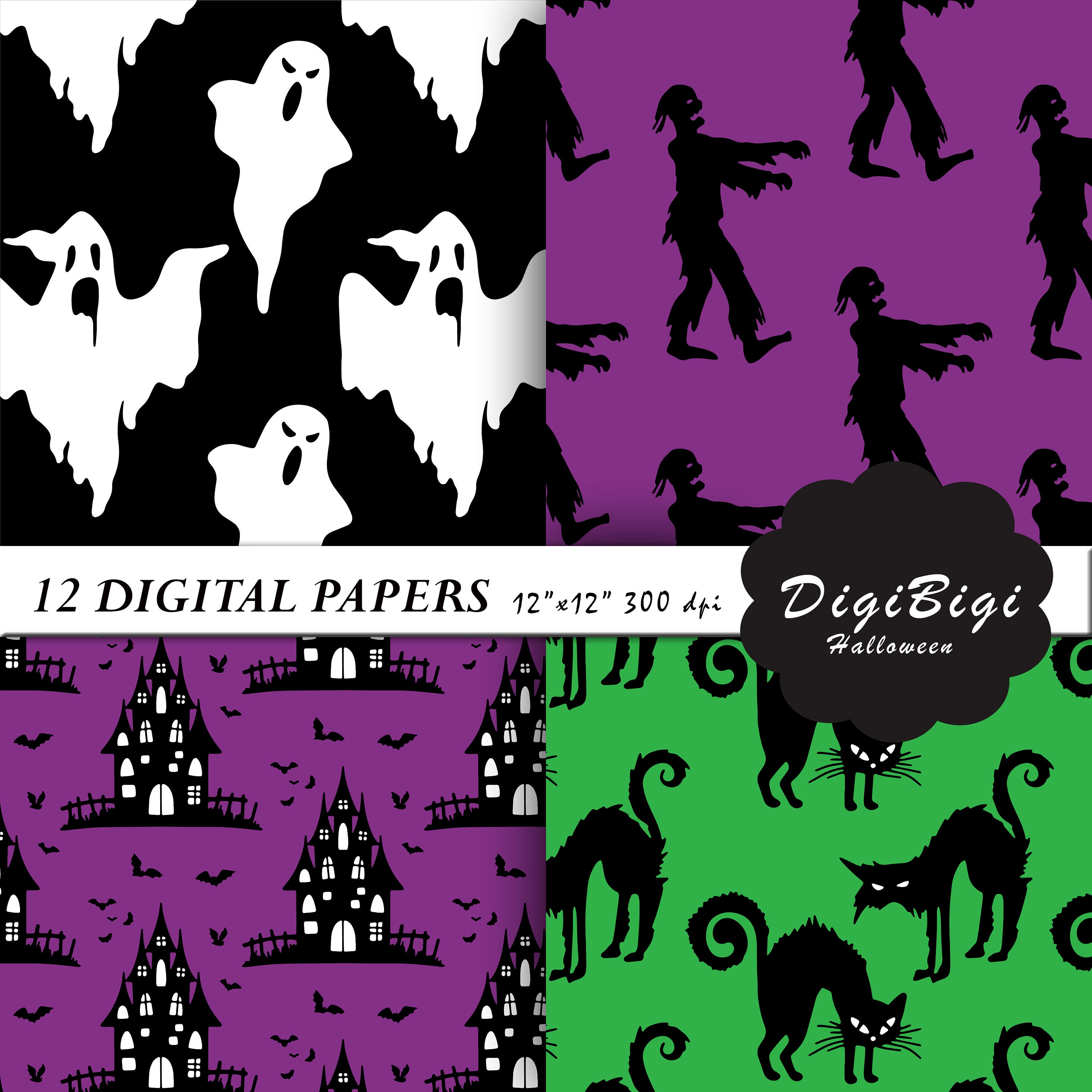 Halloween Digital Paper, Scary Paper, Trick or Treat Paper, Halloween ...