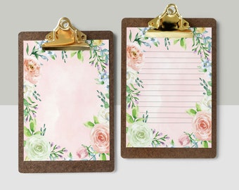 Pink Floral Writing Paper: Printable Lined Stationery (PDF & PNG)
