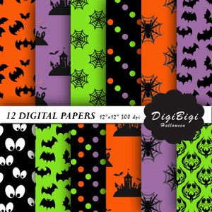 Halloween Digital Paper, Trick or Treat Paper, Halloween Patterns, Printable Halloween Paper, 12 x 12, Halloween Background, Scary Paper