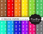 Arrows Digital Paper, Arrow Background, 12 x 12, Arrows Background, Arrow Pattern Paper, Rainbow Arrows Background, Boho Arrow Paper