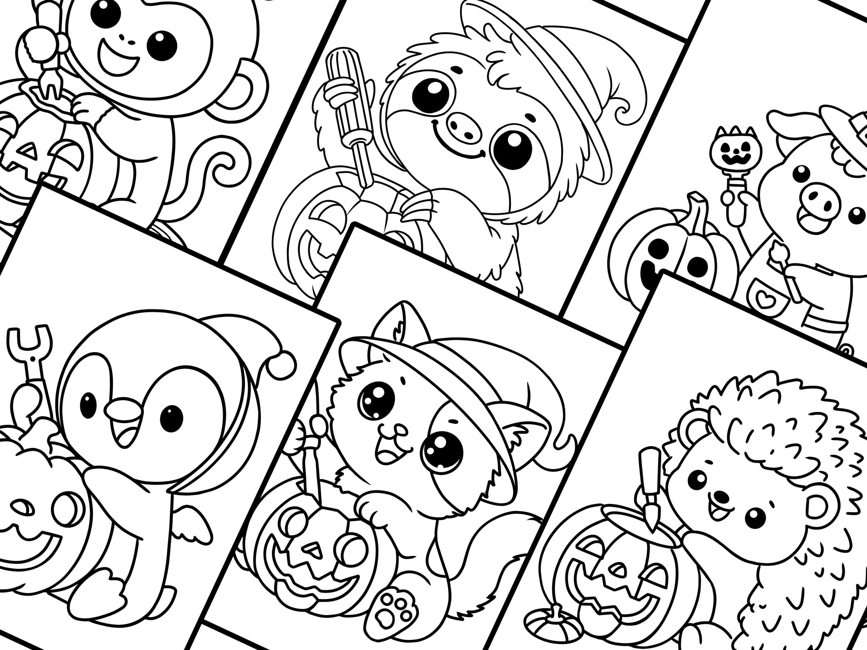Halloween Coloring Pages Bundle | 10 Cute Spooky Designs for Kids ...