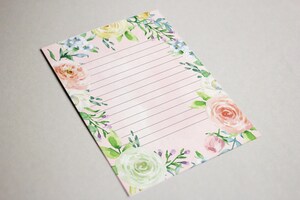 Lot De Papier à Lettre Enveloppes - Filigrane - Fleurs - Rose - Midori