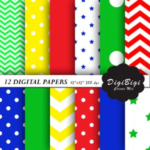 Colorful Digital Paper, Fun Digital Paper, Bright Colors, Colorful Dotted Paper, Rainbow Polka Dots DIgital Paper, Rainbow Geometric Paper