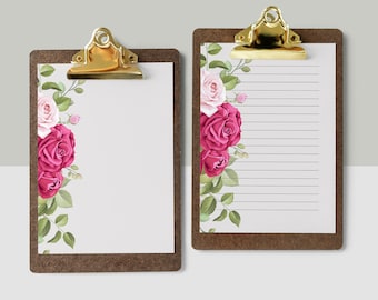 Roses Floral Writing Paper: Printable Stationery (PDF & PNG)