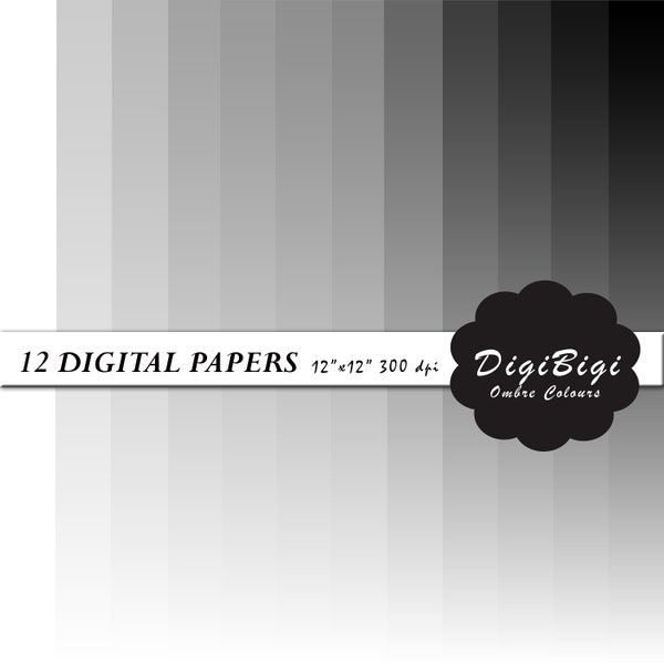 Grey Digital Paper, Grey Ombre Digital Paper, 12 x 12, Ombre Digital Paper, Grey Gradient Digital Paper, Grey Background Paper