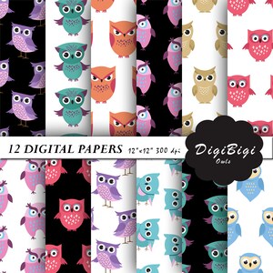 Owl Digital Paper, Owl Digital Paper, Owl Patterns, Owl Background, Kids Digital Paper, Cute Owls Background