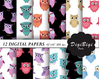 Owl Digital Paper, Owl Digital Paper, Owl Patterns, Owl Background, Kids Digital Paper, Cute Owls Background
