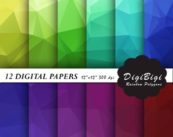 Polygonal Abstract Digital Paper: Geometric Background (12x12, Digital Download)