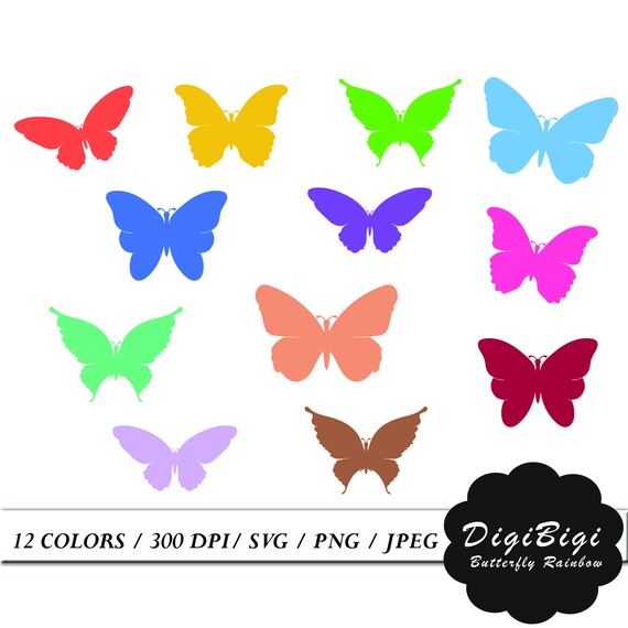 Download Butterfly Clipart Printable Butterfly Clipart Rainbow Etsy