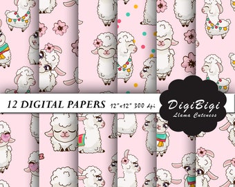Llama Digital Paper, Alpaca Digital Paper, Llama Patterns, Llama Background, Alpaca Background, Alpaca Patterns