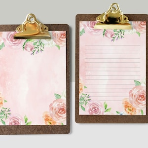 Pink writing paper, Pink floral letter paper, Floral stationery, Roses printable paper, Floral lined paper, Printable lined letter paper