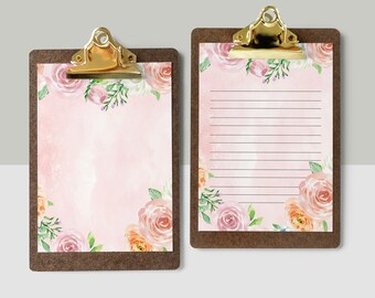 Pink Floral Writing Paper: Printable Lined Stationery (PDF/PNG)