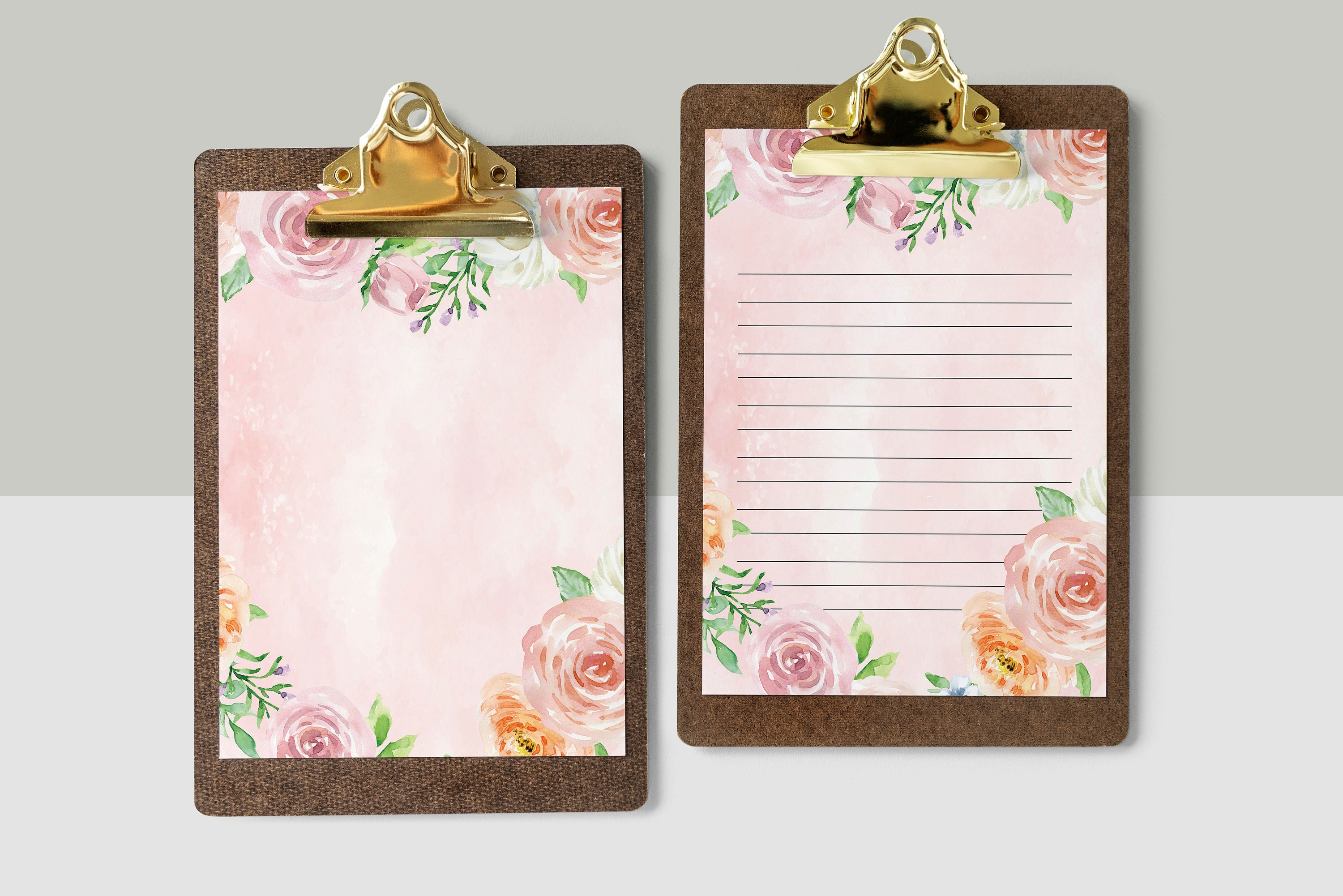 Pink Writing Paper, Pink Floral Letter Paper, Floral Stationery, Roses