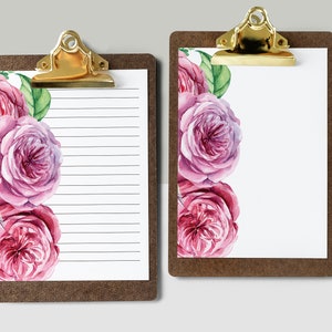 Carta intestata ad acquerello, carta da lettere floreale, carta da lettere peonie, carta stampabile rose, carta da lettere floreale, carta da lettere stampabile