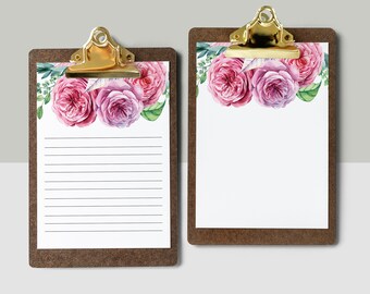 Watercolor letterhead, Floral letter paper, Peonies writing paper, Roses printable paper, Floral writing paper, Printable letter paper