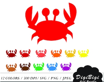 Krabbe Clipart, Krabben Svg, Krabbe Sticker, SVG Krabbe Aufkleber, Krabbe Silhouette, Krabbe Sticker, nautische Clipart, Sealife Svg