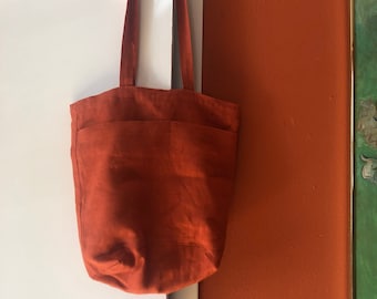 Bolso Tote 100% Lino - Naranja, Amarillo, Verde