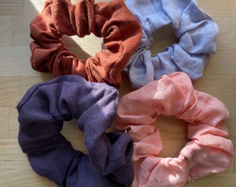 Set de coleteros de lino hechos a mano – Lila claro, morado oscuro, rosa, óxido