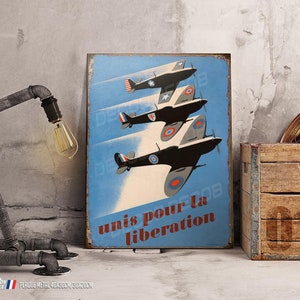 small metal plate &quot;liberation&quot; aircraft mustang and spitfire second world war