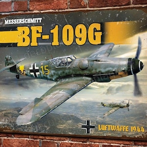 Caza deco de metal de placa Messerschmitt Bf 109 G Luftwaffe 1943