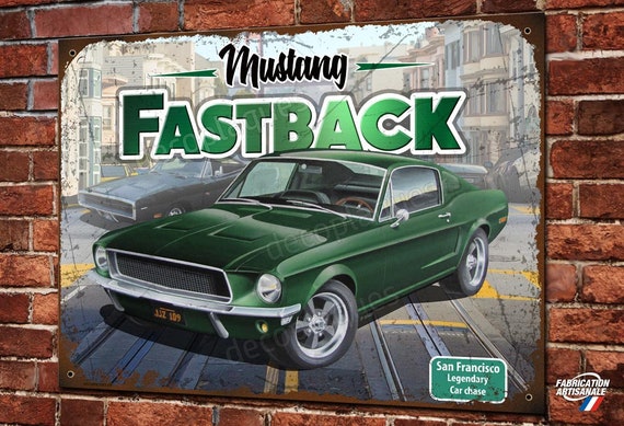 Plaque métal vintage en relief Mustang 67´ American Classic - Make