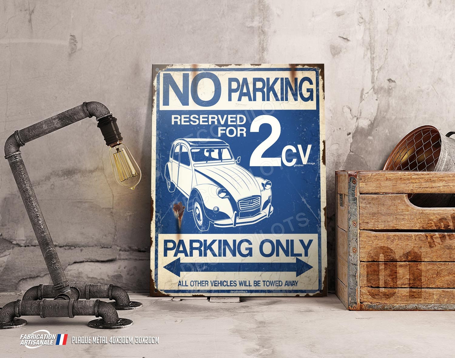 Citroën 2CV Parking only decorative metal plate.