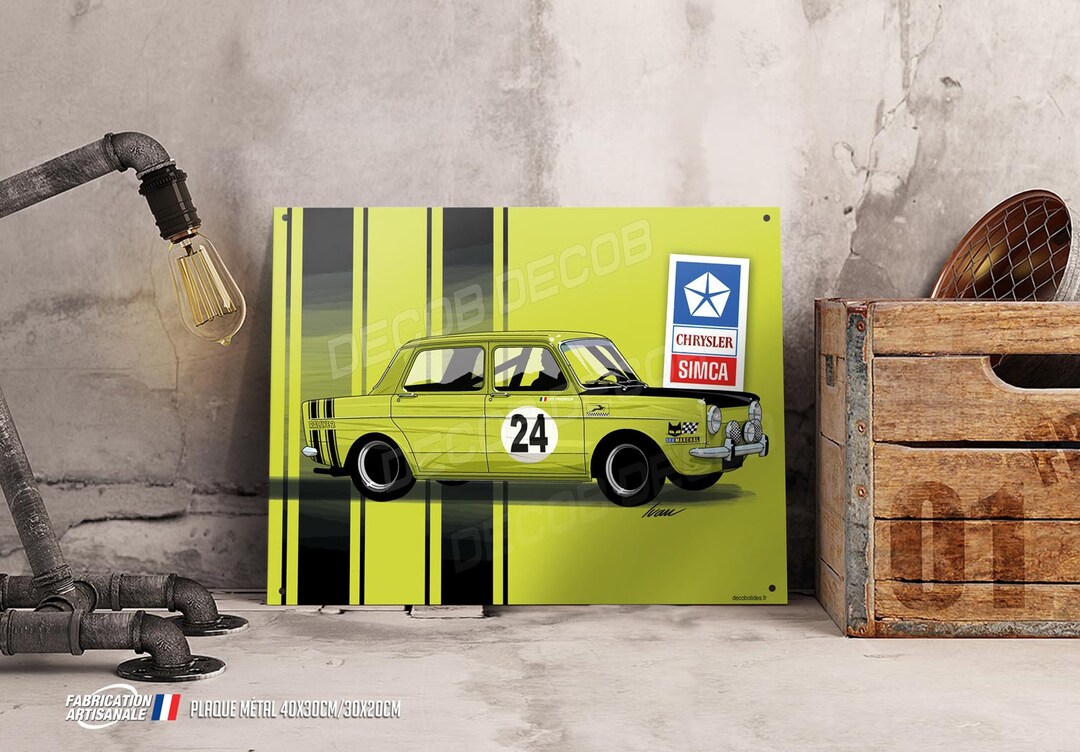 PLAQUE ÉMAILLÉE SIMCA automobiles hirondelle deco garage 50*40 cm enamel sign EUR 185,00