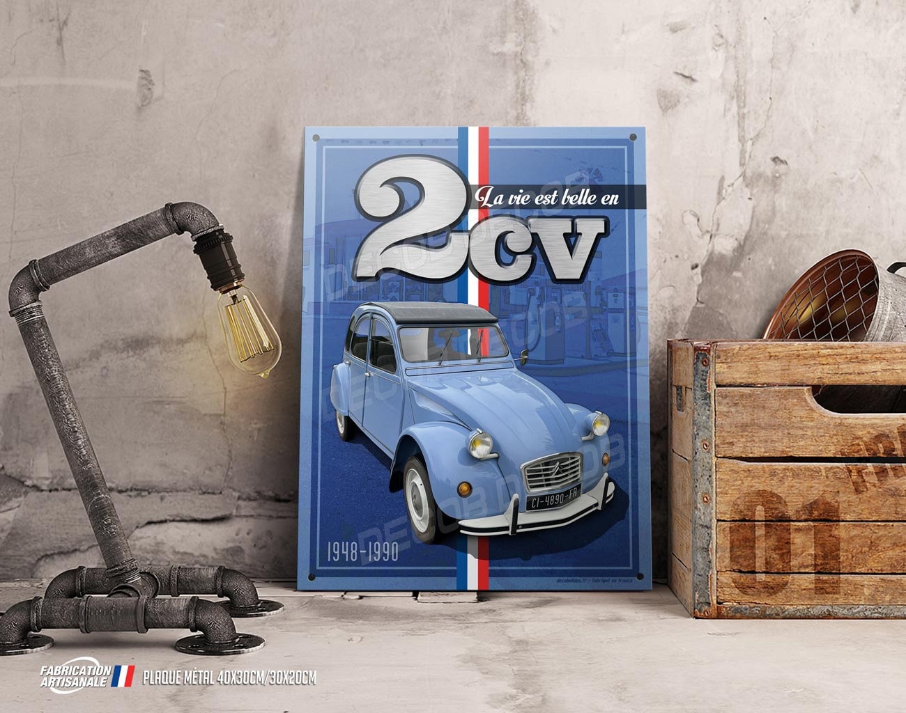 Retro Blechschild Paris mit Kult Auto Ente