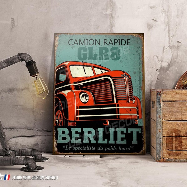 Plaque métal déco Camion Berliet GLR8