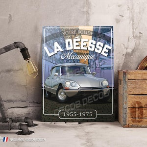 Dekorative Metallplakette Citroën DS „Die mechanische Göttin“.